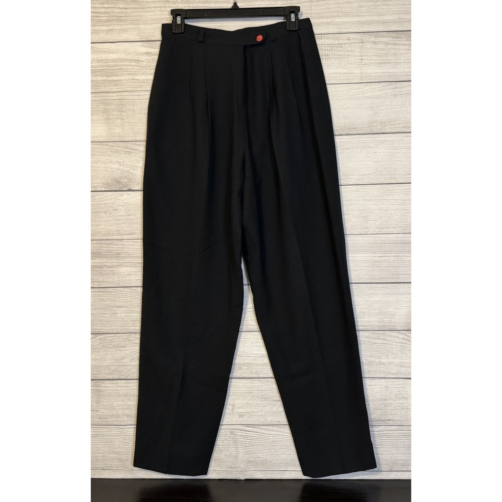 Alberto Makili Dress Pants Size 12 Black Pleated Lined Trousers